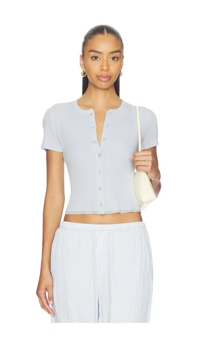 Sablyn Adelaide Slim Short Sleeve Cardigan With Lace In White