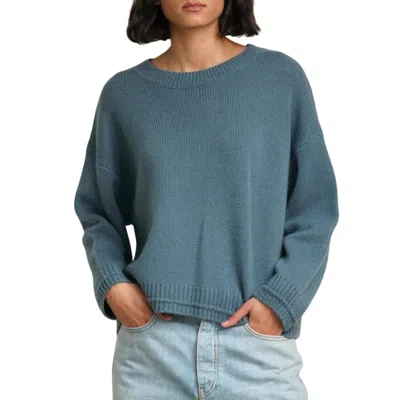 Sablyn Alston Boyfriend Crew Top In Smoky Blue