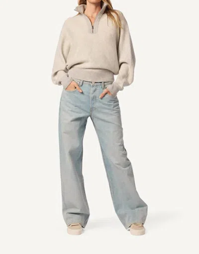 Sablyn Amber Mock Neck Half Zip Dolman In Foggy/gardenia In Blue