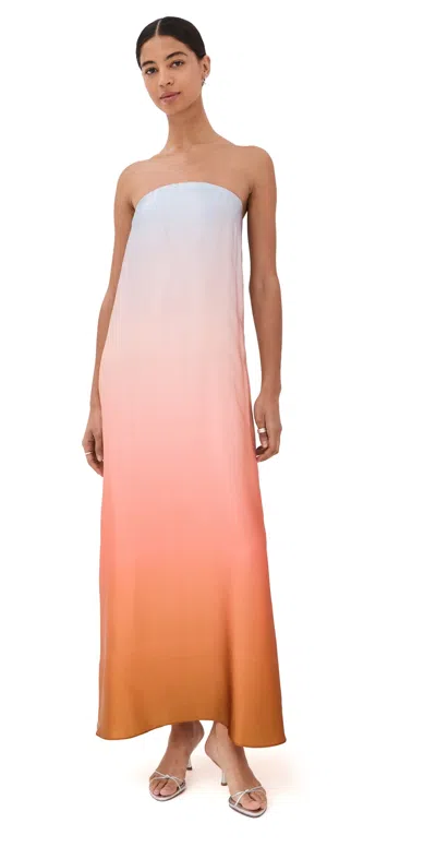 Sablyn Arden Strapless Silk Ombre Maxi Dress Melon