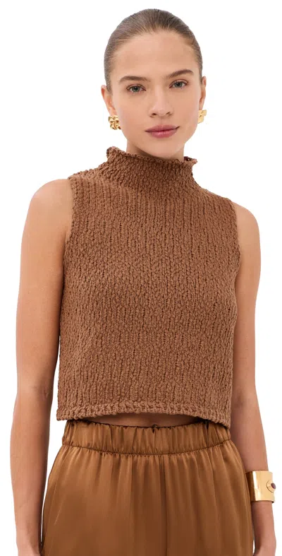 Sablyn Atticus Roll Neck Cropped Tank Tobacco In Brown