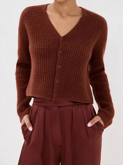 Sablyn Bianco Cropped V Neck Cardigan In Mahogany In Multi