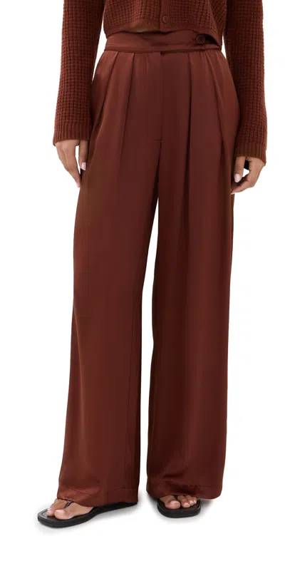 Sablyn Brooke High Rise Double Pleat Trousers Mahogany In Brown