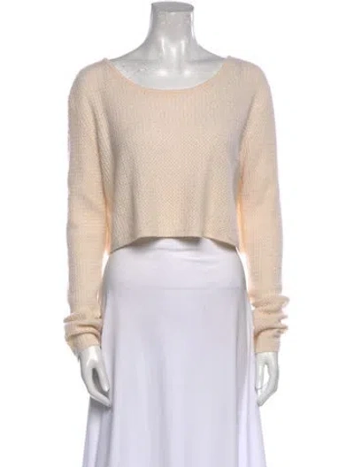 Pre-owned Sablyn Cashmere Bateau Neckline Crop Top In Neutral