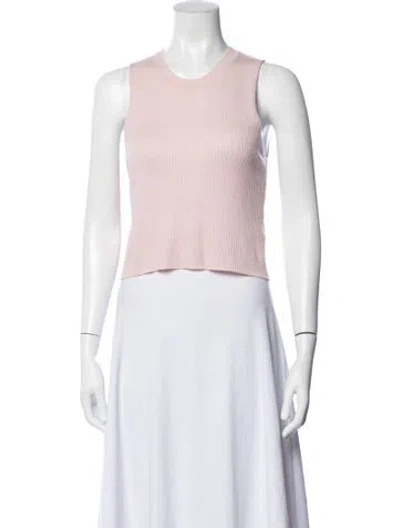 Pre-owned Sablyn Cashmere Crew Neck Crop Top In Neutrals/pink