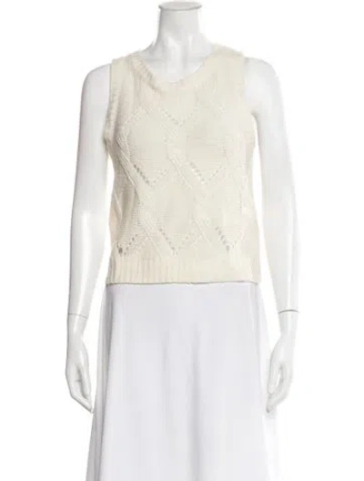 Pre-owned Sablyn Cashmere Crew Neck Sweater In White