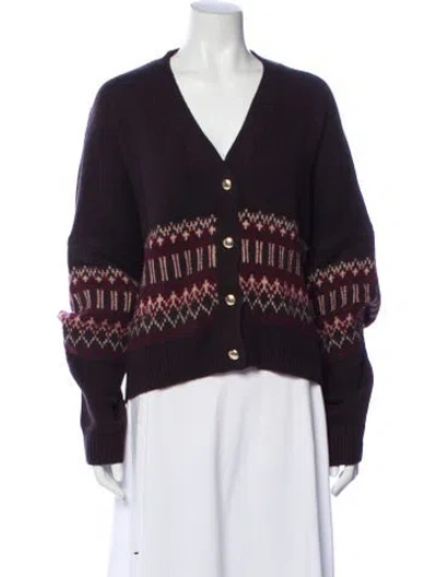 Pre-owned Sablyn Cashmere Graphic Print Sweater In Purple