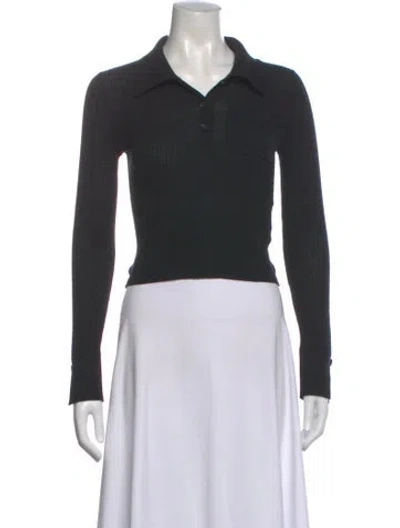 Pre-owned Sablyn Cashmere Long Sleeve Polo In Black