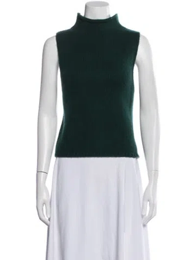 Pre-owned Sablyn Cashmere Mock Neck Sweater In Green