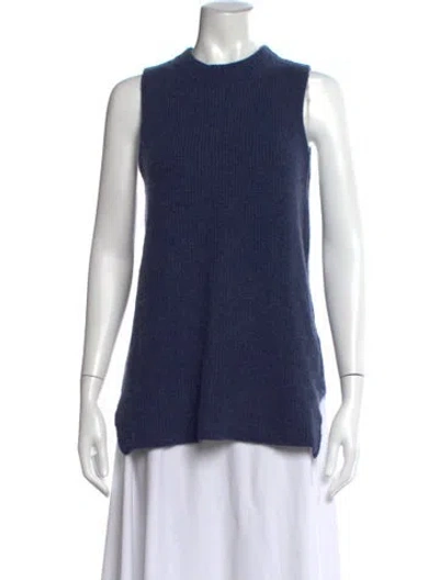 Pre-owned Sablyn Cashmere Mock Neck Top In Blue