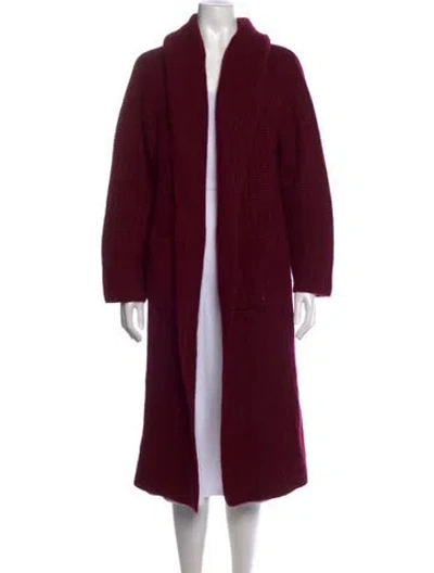Pre-owned Sablyn Cashmere Open Front Sweater In Burgundy