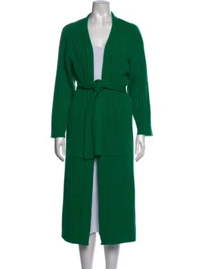 Pre-owned Sablyn Cashmere Open Front Sweater In Green