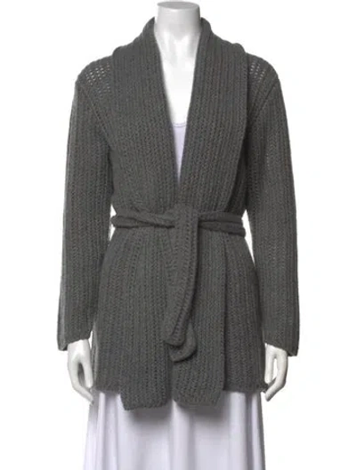 Pre-owned Sablyn Cashmere Open Front Sweater In Grey