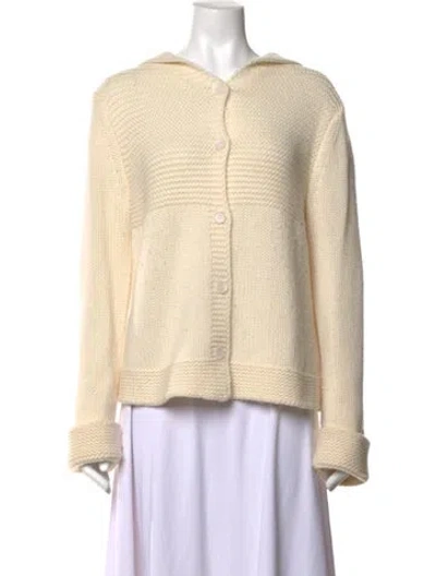 Pre-owned Sablyn Cashmere Open Front Sweater In White