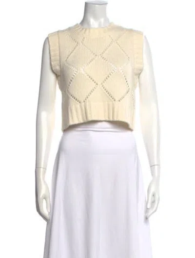 Pre-owned Sablyn Cashmere Patterned Crop Top In Neutral
