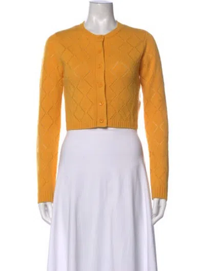 Pre-owned Sablyn Cashmere Patterned Sweater In Yellow
