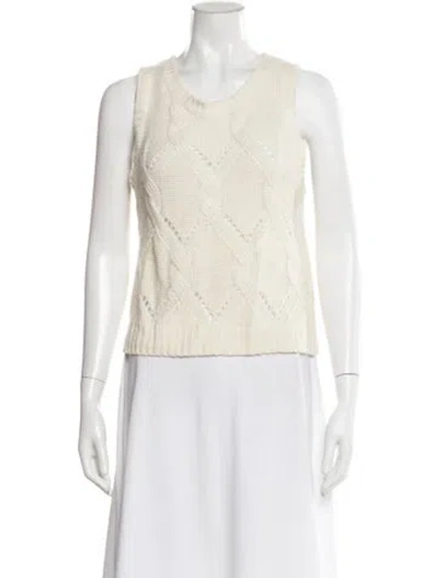 Pre-owned Sablyn Cashmere Scoop Neck Sweater In White