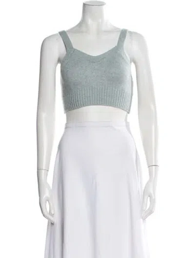 Pre-owned Sablyn Cashmere Square Neckline Crop Top In Blue
