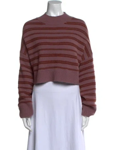 Pre-owned Sablyn Cashmere Striped Sweater In Burgundy