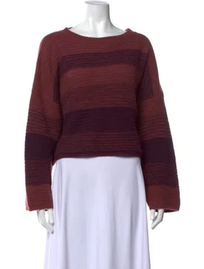 Pre-owned Sablyn Cashmere Striped Sweater In Burgundy