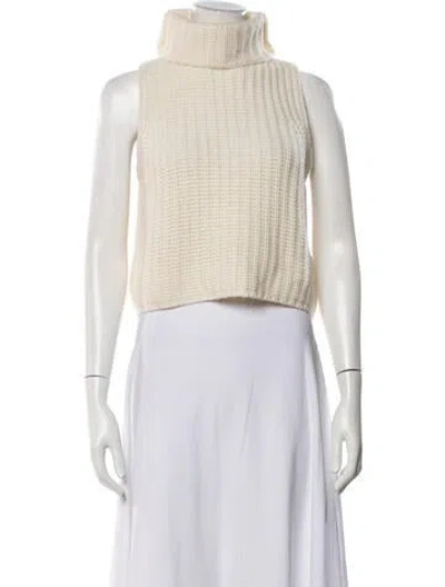 Pre-owned Sablyn Cashmere Turtleneck Sweater In White