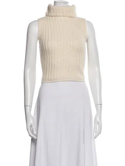 Pre-owned Sablyn Cashmere Turtleneck Top In White
