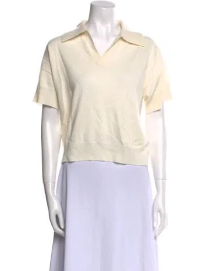 Pre-owned Sablyn Cashmere V-neck Crop Top In Neutral