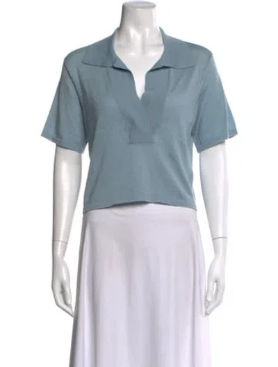 Pre-owned Sablyn Cashmere V-neck Polo In Blue