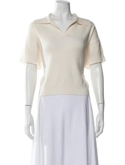 Pre-owned Sablyn Cashmere V-neck Polo In Neutrals