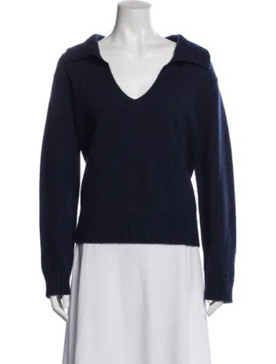 Pre-owned Sablyn Cashmere V-neck Sweater In Blue