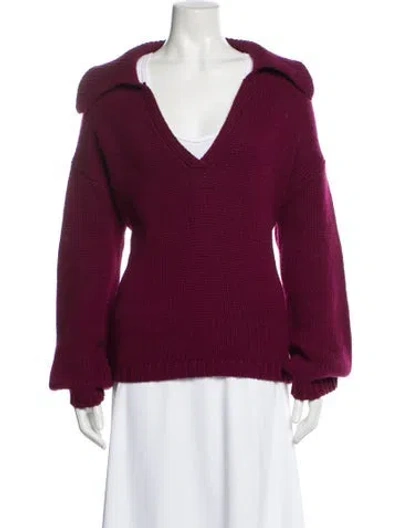Pre-owned Sablyn Cashmere V-neck Sweater In Burgundy