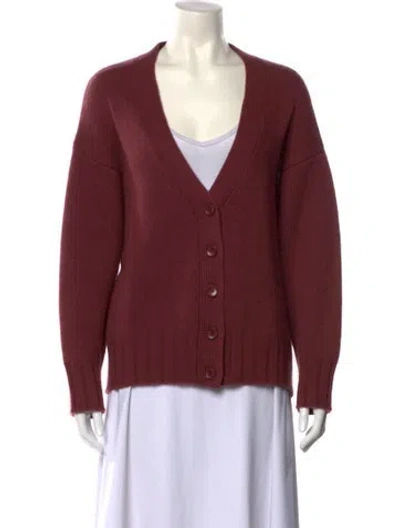 Pre-owned Sablyn Cashmere V-neck Sweater In Burgundy