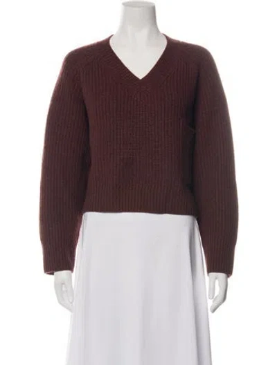Pre-owned Sablyn Cashmere V-neck Sweater In Burgundy