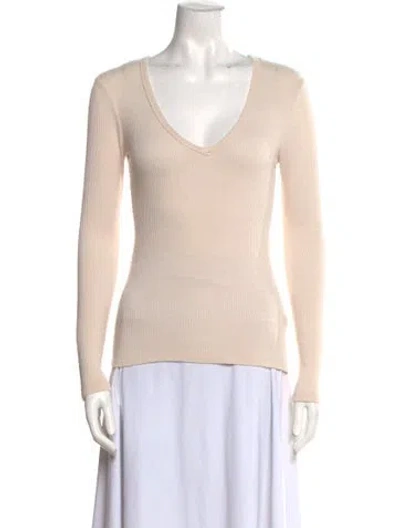 Pre-owned Sablyn Cashmere V-neck Sweater In Neutral
