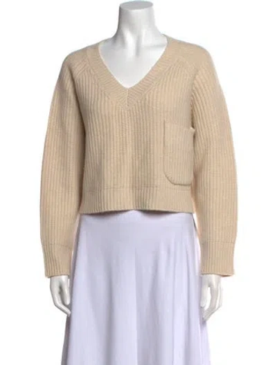 Pre-owned Sablyn Cashmere V-neck Sweater In Neutral