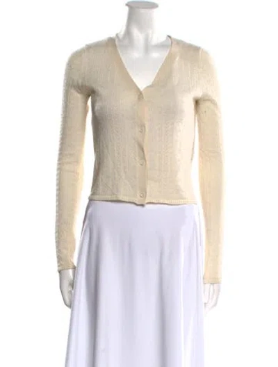 Pre-owned Sablyn Cashmere V-neck Sweater In Neutral