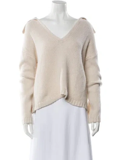 Pre-owned Sablyn Cashmere V-neck Sweater In Neutral