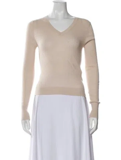 Pre-owned Sablyn Cashmere V-neck Sweater In Neutrals