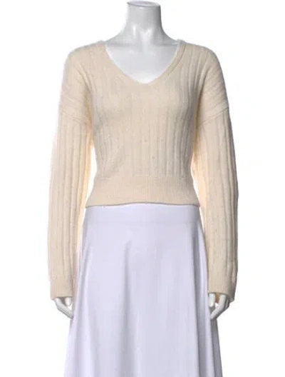 Pre-owned Sablyn Cashmere V-neck Sweater In Neutrals