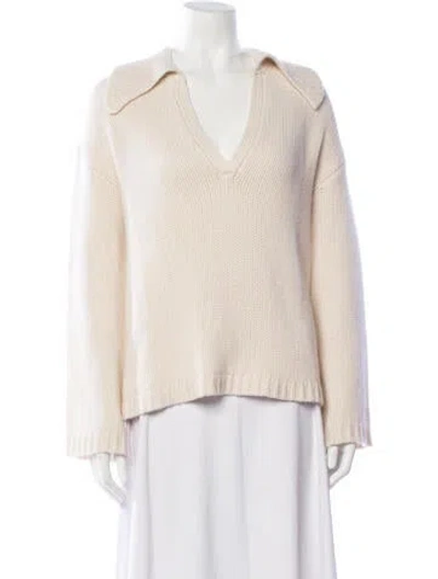 Pre-owned Sablyn Cashmere V-neck Sweater In Neutrals