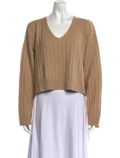 Pre-owned Sablyn Cashmere V-neck Sweater In Neutrals