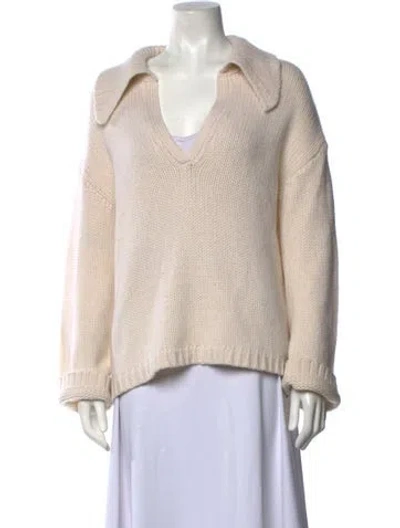 Pre-owned Sablyn Cashmere V-neck Sweater In Neutrals