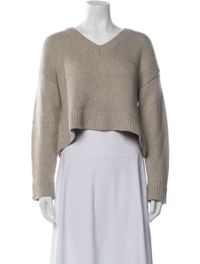 Pre-owned Sablyn Cashmere V-neck Sweater In Neutrals