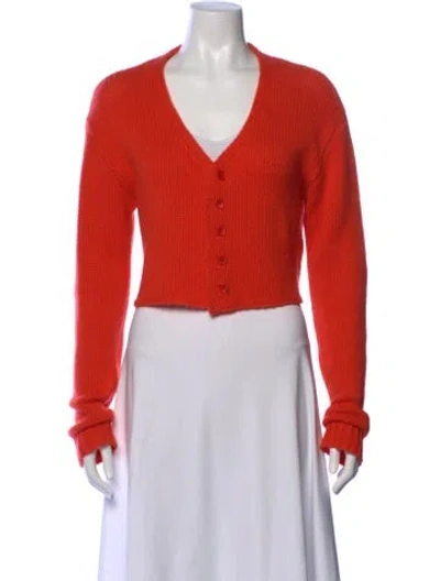 Pre-owned Sablyn Cashmere V-neck Sweater In Orange