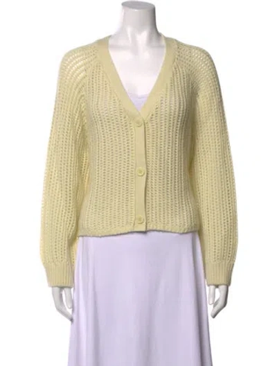 Pre-owned Sablyn Cashmere V-neck Sweater W/ Tags In Yellow