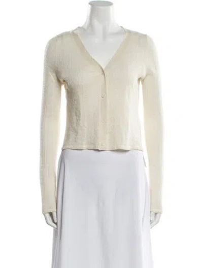 Pre-owned Sablyn Cashmere V-neck Sweater In White