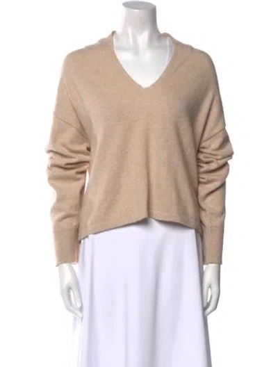 Pre-owned Sablyn Cashmere V-neck Sweatshirt In Neutral