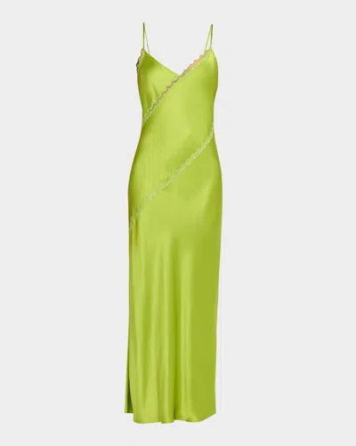 Sablyn Cece Lace Inset Satin Maxi Dress In Green