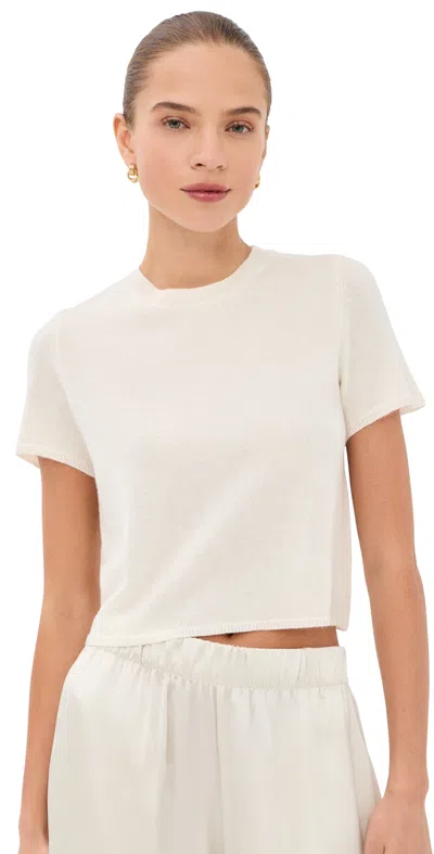 Sablyn Charleston Relaxed Crewneck Cashmere Tee Gardenia In White