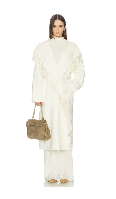 Sablyn Charli Hooded Coat With Fringe In White